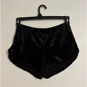 Black velvet style shorts